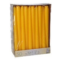 Dinerkaarsen/kandelaarkaarsen Mega pack   50x stuks   donkergeel   Gotisch   25 cm