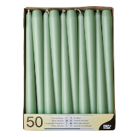 Dinerkaarsen/kandelaarkaarsen Mega pack   50x stuks   jade groen   Gotisch   25 cm