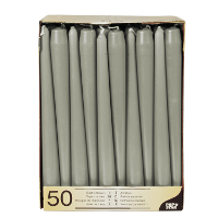 Dinerkaarsen/kandelaarkaarsen Mega pack   50x stuks   lichtgrijs   Gotisch   25 cm