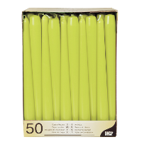 Dinerkaarsen/kandelaarkaarsen Mega pack   50x stuks   lime groen   Gotisch   25 cm