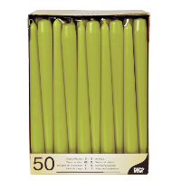 Dinerkaarsen/kandelaarkaarsen Mega pack   50x stuks   olijfgroen   Gotisch   25 cm