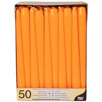 Dinerkaarsen/kandelaarkaarsen Mega pack   50x stuks   oranje   Gotisch   25 cm