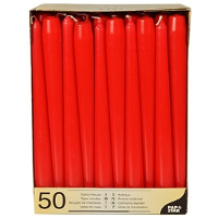 Dinerkaarsen/kandelaarkaarsen Mega pack   50x stuks   rood   Gotisch   25 cm