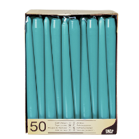 Dinerkaarsen/kandelaarkaarsen Mega pack   50x stuks   turquoise   Gotisch   25 cm