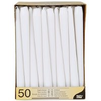 Dinerkaarsen/kandelaarkaarsen Mega pack   50x stuks   wit   Gotisch   25 cm
