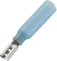 Conrad Components 93014c498 Huls voor platte stekker Met krimpkous Insteekbreedte: 2.8 Mm Insteekdikte: 0.8 Mm 180 Â° Deels geÃ¯soleerd Blauw 30 stuks