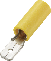 Conrad Components 93014c524 Platte stekker Insteekbreedte: 4.8 Mm Insteekdikte: 0.5 Mm 180 Â° Deels geÃ¯soleerd Geel 50 stuks