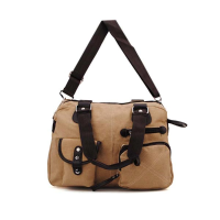 Contrast Color Canvas Shoulder Bag With Ample Pocket