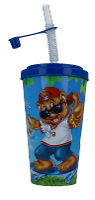 Cool Bear beker met rietje (blauw) 500