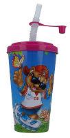 Cool Bear beker met rietje (roze) 500