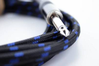 Cordial 14769 Jackplug Instrumenten Aansluitkabel [1x Jackplug male 6,3 mm (mono)   1x Jackplug male 6,3 mm (mono)] 3 m Zwart, Blauw Textielmantel
