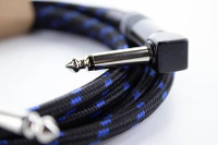 Cordial 14782 Jackplug Instrumenten Aansluitkabel [1x Jackplug male 6,3 mm (mono)   1x Jackplug male 6,3 mm (mono)] 7.50 M Zwart, Blauw Textielmantel