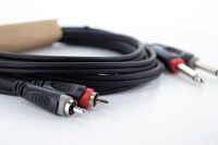 Cordial 14839 Jackplug / Cinch Audio Aansluitkabel [2x Jackplug male 6,3 mm (mono)   2x Cinch stekker] 1 m Zwart PVC mantel, Tweelingkabel