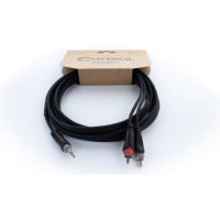 Cordial 14857 Jackplug / Cinch Audio Y adapter [1x Jackplug male 3,5 mm   2x Cinch stekker] 5 m Zwart PVC mantel, Tweelingkabel
