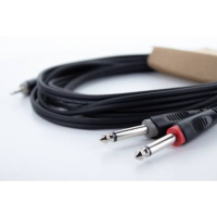 Cordial 14864 Audio Y adapter [1x Jackplug male 3,5 mm   2x Jackplug male 6,3 mm (mono)] PVC mantel, Tweelingkabel