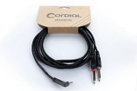 Cordial 14868 Audio Y adapter [1x Jackplug male 3,5 mm   2x Jackplug male 6,3 mm (mono)] 3 m Zwart PVC mantel, Tweelingkabel