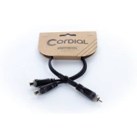 Cordial 14891 Jackplug / Cinch Audio Y adapter [1x Cinch stekker   2x Cinch koppeling] 0.30 M Zwart PVC mantel, Tweelingkabel