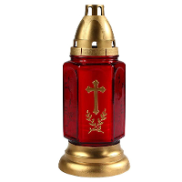 Grafkaars   3 dagen brandtijd   gedenklicht met deksel   rood/goud   11 x 24 cm   herdenkingslichten