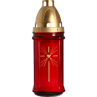 Grafkaars/gedenklicht met deksel rood 8 x 22 cm   3 dagen brandtijd   Graflichten/herdenkingslichten