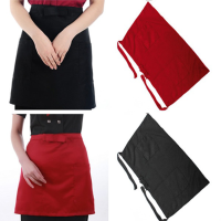 Cotton Short Half Waist Apron Home Kitchen Aprons With Pockets