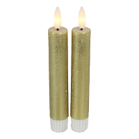Led dinerkaarsen   2x st  goud  H15cm   afstandsbediening timer dimmer