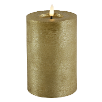 LED kaars/stompkaars   goud   D10 x H15 cm   timer   warm wit