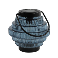Tuin lantaarn Jardin   solar   blauw/zwart   D16 x H16 cm   metaal/glas   buitenverlichting
