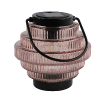 Tuin lantaarn Jardin   solar   roze/zwart   D16 x H16 cm   metaal/glas   buitenverlichting