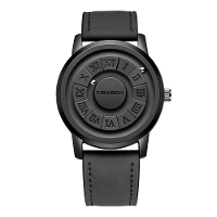 Creatieve Scrolling Stijlvolle Zwarte Wijzerplaat Draaien Magnetische Kralen Horloge Romeinse Cijfers Unieke Heren Horlo