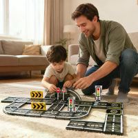Creatieve Stad Magneet Spoor Auto Weg Kubus Bouwblokken Set Kinderen Doe Het Zelf Puzzel Speelgoed Geschenk Voor Kindere