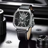 CRRJU Fashion Square Herenhorloge Zakelijke Quartz Horloge Luxe Leren Polshorloge Waterdicht Chronograaf Sporthorloge
