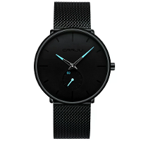 CRRJU Horloges Heren Eenvoudige Wijzer Fel Naald Herenhorloge Waterdicht Ronde Mode Kwartshorloge met een Doos,Ideale Ke