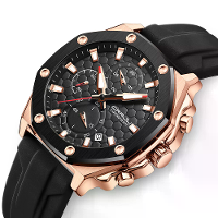 CRRJU Multifunctionele Chronograafhorloge Comfortabele Siliconen Band Luminous Waterdichte Heren Sporthorloge voor Zakel