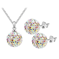 Crystal Ball Bead Pendant Necklace Earrings Jewelry Set For Women