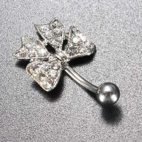 Crystal Bow Cute Belly Button Navel Ring Piercing Body Jewelry