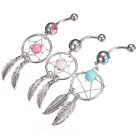 Crystal Dream&catcher Dangle Navel Bar Belly Ring Body Jewelry