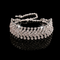 Crystal Rhinestone Wide Chain Bangle Bracelet Women Jewelry