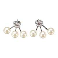 Cubic Crystal Rhinestone Pearl Ear Stud Earrings Women Jewelry