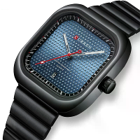 CURREN 36MM Grote Wijzerplaat Mode Vierkante Heren Quartz Horloge Waterdicht Luminous Kalender Klok RVS Zakelijke Casual