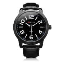 Curren 8115 Black Pu Leather Number Big Dial Men Quartz Wrist Watch