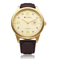 Curren 8116 Calendar Pu Leather Gold Fashion Men Wrist Quartz Watch
