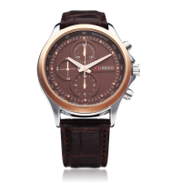 Curren 8138 Black Gold 3 Dial Fashion Men Wrist Quartz Watch
