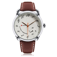 Curren 8147 Brown Pu Leather Number Round Men Wrist Quartz Watch