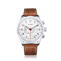 Curren 8152 Pu Leather Military Number White Men Wrist Quartz Watch