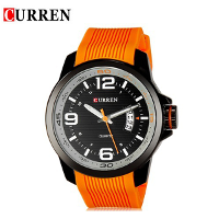 Curren 8174 Blue Black Orange Silicone Waterproof Quqrtz Watch