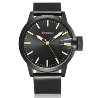 Curren 8208 Fashion Big Dial Men Wristwatch Alloy Case Leather Spiral Crown Casual Student Watch