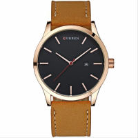 Curren 8214 Fashion Leather Strap Men Quartz Watch Casual Date Display Sport Watch