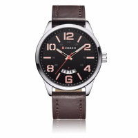 Curren 8236 Fashion Leather Strap Quartz Men Watch Casual Clearly Large Numbers Display Sports Watch