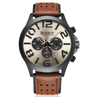 Curren 8244 Casual Men Sport Watch Fashion Date Display Student Leather Quartz Watch