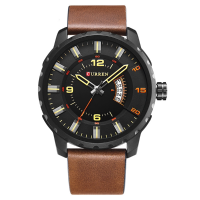 Curren 8245 Fashion Men Sport Wristwatch Calendar Minutes Dials Display Casual Male Quartz Watch